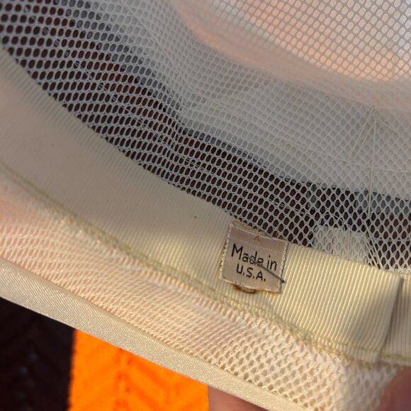 1960s peach basket MOD brown and grey striped birdcage veil hat - made in the us - Picture 14 of 14